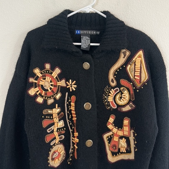 Vintage IB Diffusion Mohair Blend Fuzzy Cardigan Sweater - Picture 2 of 7